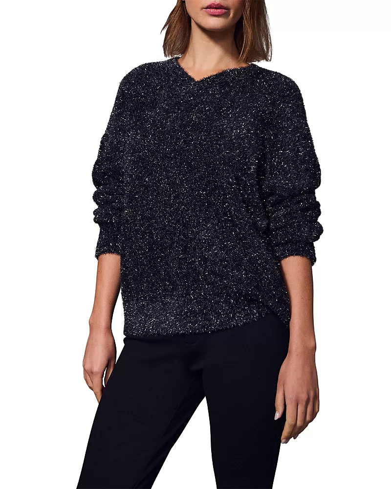 Sanctuary Feather Shimmer V Neck Sweater