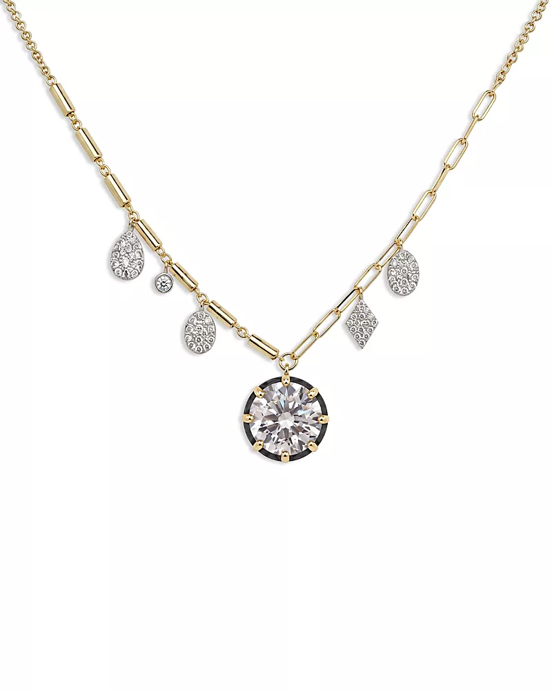 Meira T 14K White & Yellow Gold Lab Grown Diamond Oval & Dangle Pendant Necklace, 2.90 tcw