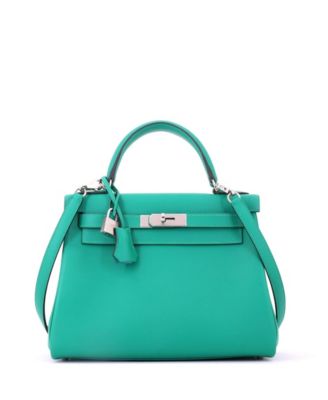Kelly 28 Handbag Verso Evercolor with Palladium Hardware