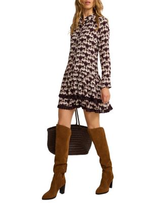  Women's Swan Print Mini Dress