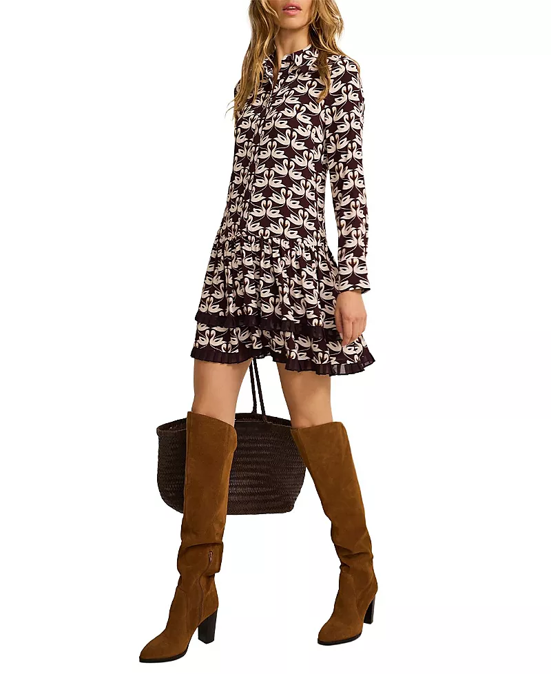 Mint Velvet Women's Swan Print Mini Dress