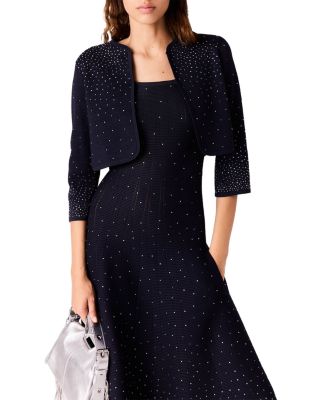 Rhinestone Embellished Cropped Cardigan