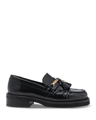 Women's Tassel & Chain Leather Loafers