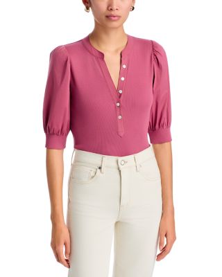 Coralee Puff Sleeve Ribbed Top