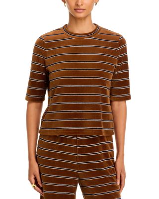 Xavier Striped Stretch Cotton Velour Top