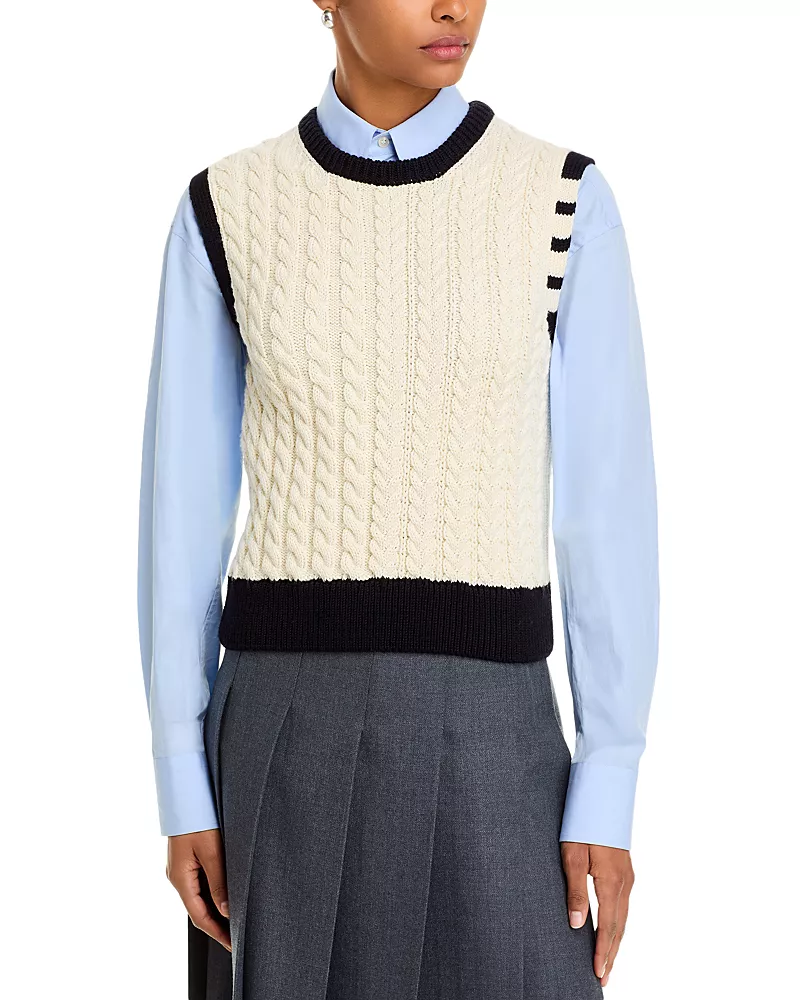 Thom Browne Aran Cable Knit Sweater Vest