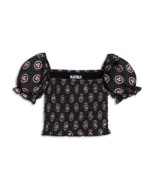 Girls' Marlee Smocked Floral Puff Sleeve Top - Big Kid