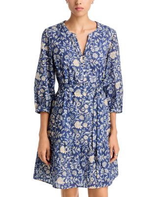 Tommy Bahama Sea Flora Cotton Tie Waist Dress
