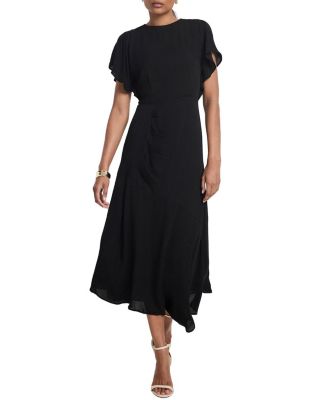  Women's Draped Asymmetric Midi Dress