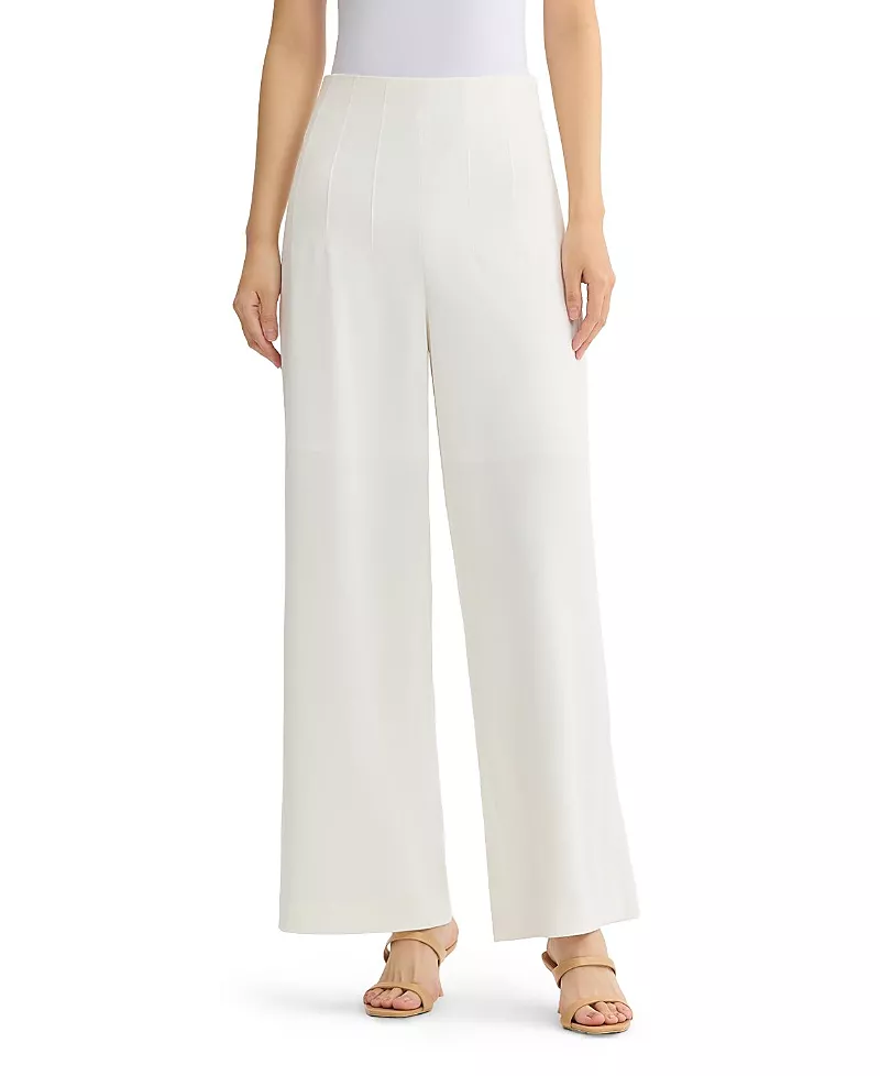 Ming Wang x Anna Marie Pintuck Stretch Deco Crepe Wide Leg Pant