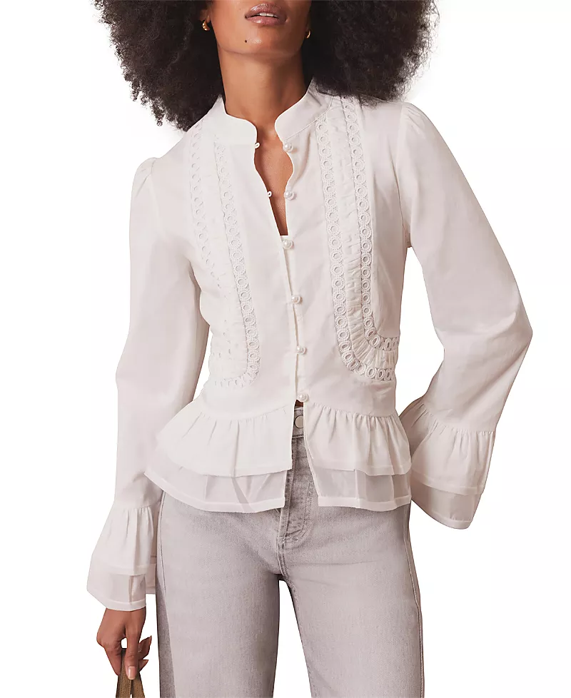 Mint Velvet Women's Lace Ruffle Blouse
