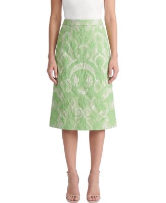 Damask Jacquard Woven Straight Midi Skirt