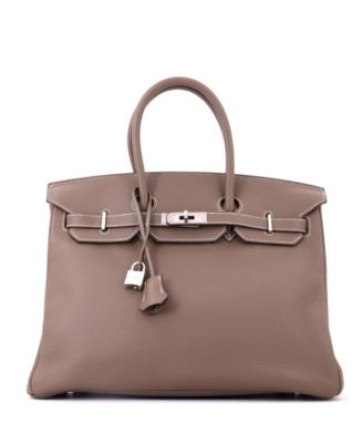 Birkin 35 Handbag Grey Clemence with Brushed Palladium Hardware