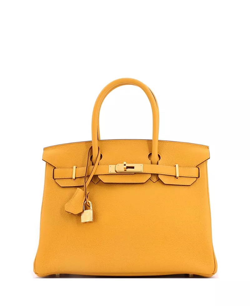 Pre-Owned HERMES Birkin 30 Handbag Yellow Togo with Gold Hardware