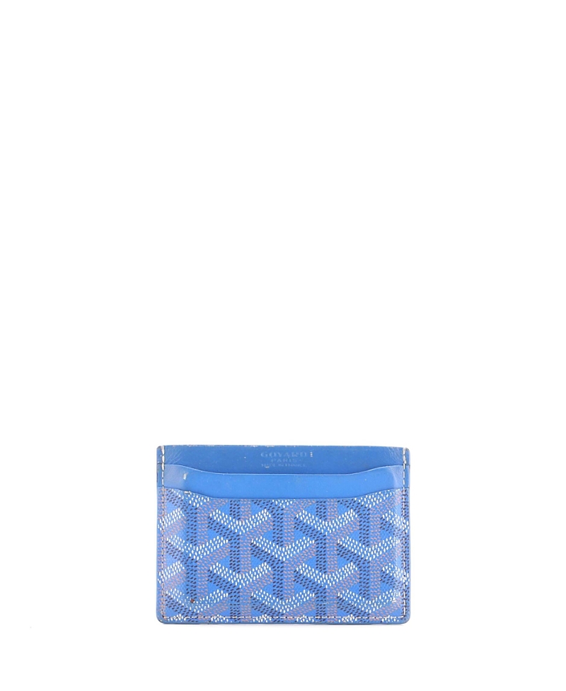 Pre-owned Pre-owned Goyard Goyard Saint Sulpice Card Holder Coated Canvas In Blue
