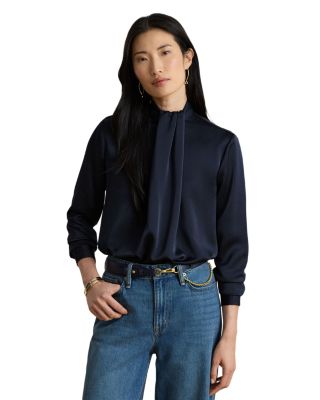 Pleated Satin Charmeuse Blouse
