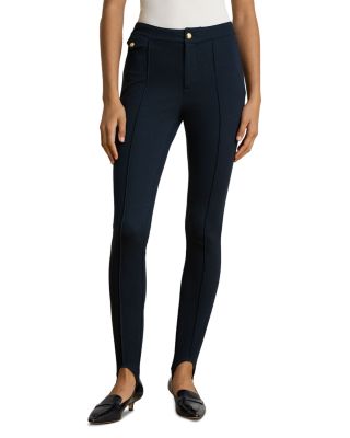 Pintucked Stretch Knit Stirrup Skinny Pants