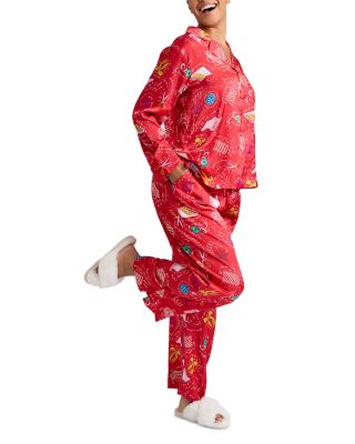 Gift Wrap Satin Long Sleeve Pajama Set