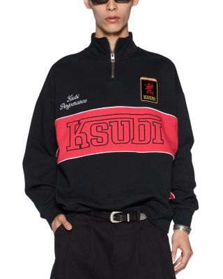 Cotton Quarter Zip Mock Neck Sweatshirt