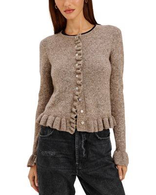 Rails Mandy Cotton & Wool Blend Ruffle Crewneck Cardigan