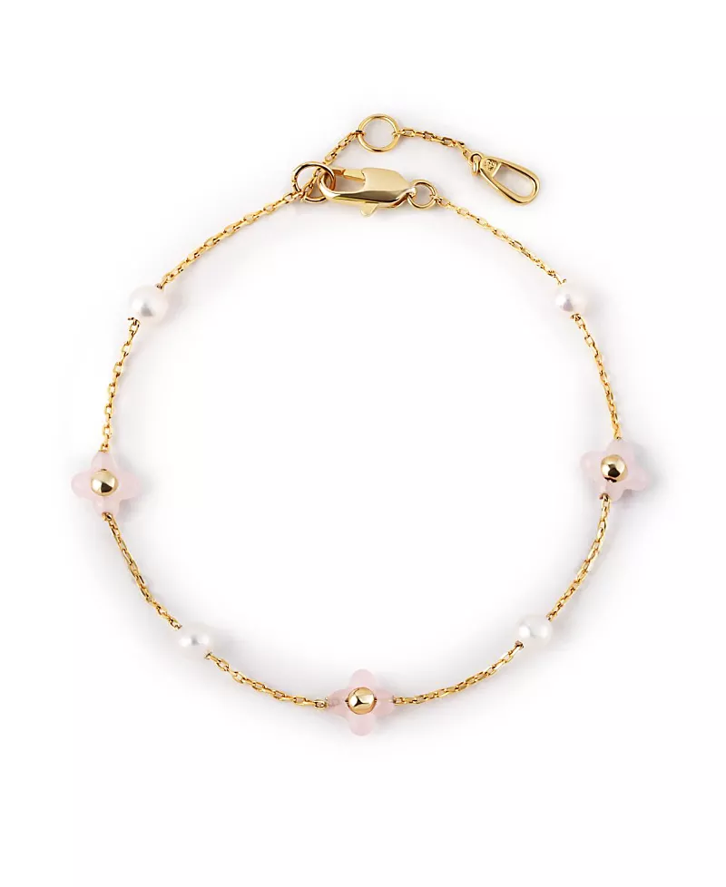 Ana Luisa Hannah Rose Quartz Flower Bracelet