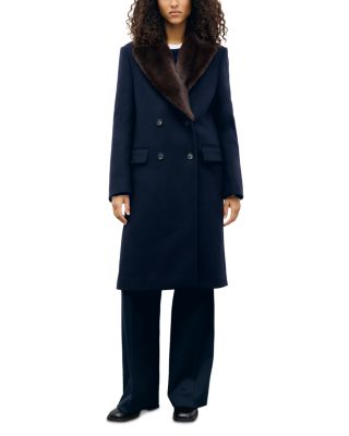 Alen Faux Fur Collar Wool Blend Coat