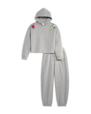Girls' Floral Smile Embroidered Hoodie & Sweatpants, Big Kid - Exclusive