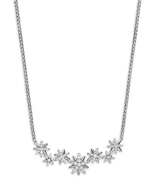 Starburst Cluster Necklace in Sterling Silver with Diamonds, 15.5mm
