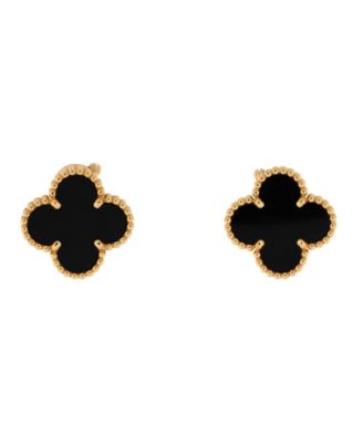  Vintage Alhambra Earrings 18K Gold and Onyx