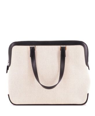 Pre-Owned HERMES Escapada Handbag Toile with Leather