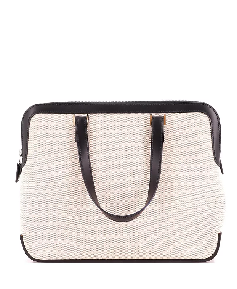 Pre-Owned HERMES Escapada Handbag Toile with Leather