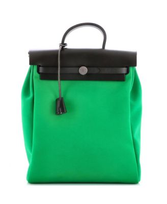 Pre-Owned HERMES Herbag A Dos Zip Backpack Toile and Leather