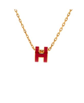 Mini Pop H Pendant Chain Necklace Metal and Enamel, 16"