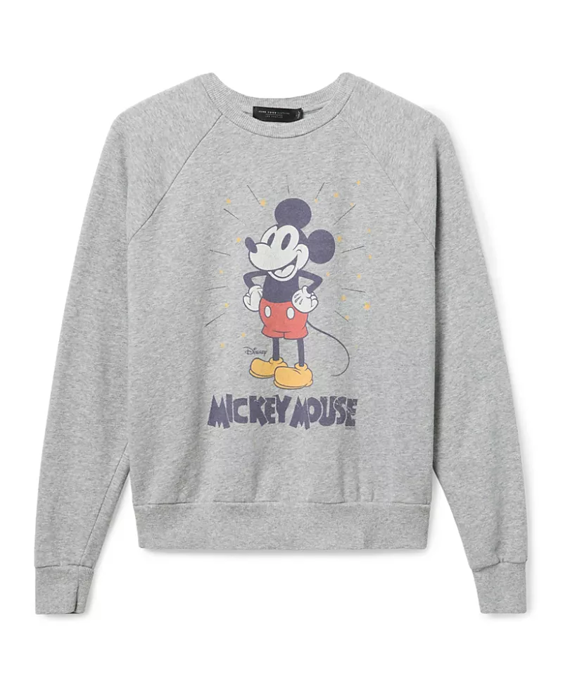 Junk Food Clothing Women's Mickey Mouse Vintage-Inspired Raglan Crew Fleece