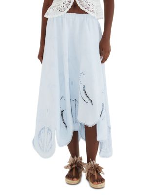 Guipure Lace Asymmetric Midi Skirt
