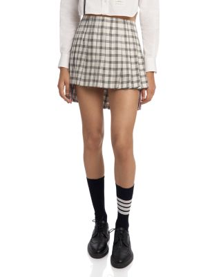 Thom Browne Plaid Wool Pleated Mini Skirt