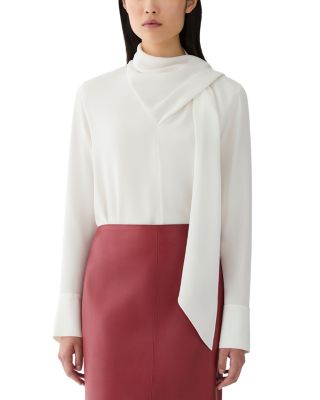 Cowl Neck Silk Stretch Scarf Blouse