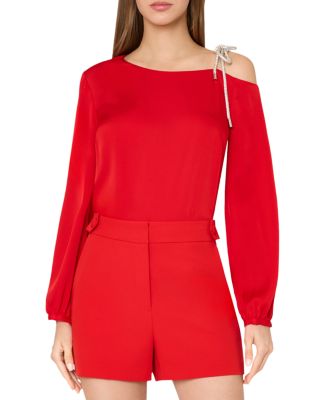Rory Stretch Silk Embellished Off-the-Shoulder Top