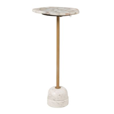  Natural Agate and Marble Pedestal Drink Table with Gold Post