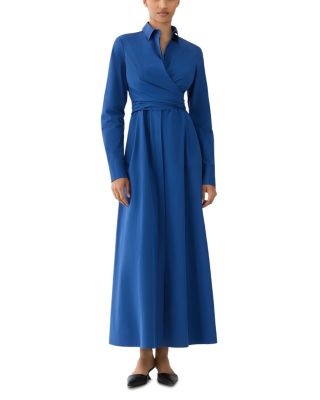 Long Sleeve Cotton Wrap Maxi Dress