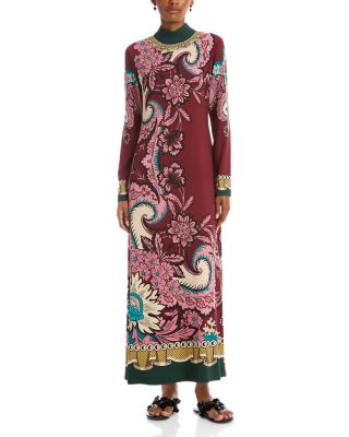 Halle Plac&eacute;e Floral Mock Neck Maxi Dress