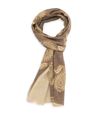  Macro Paisley Print Wool Scarf