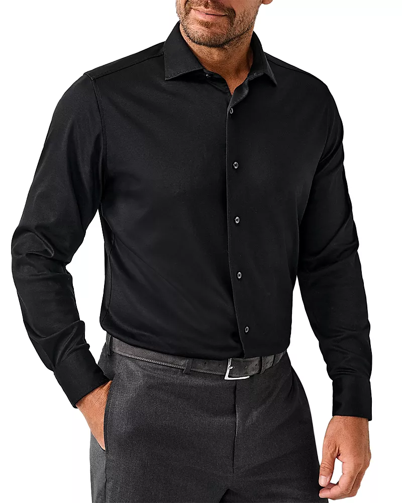 David Donahue Cotton Solid Knit Sport Shirt