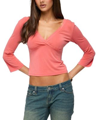 Mar V Neck Quarter Sleeve Top