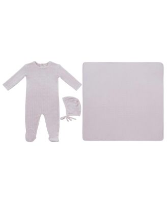  Girls' Bebe Pointelle Footie, Hat & Blanket Set - Baby