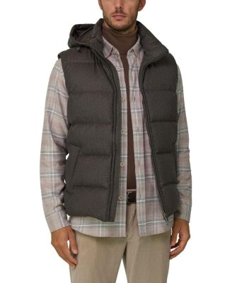  Padded Flannel Goose Down and Hood Gilet