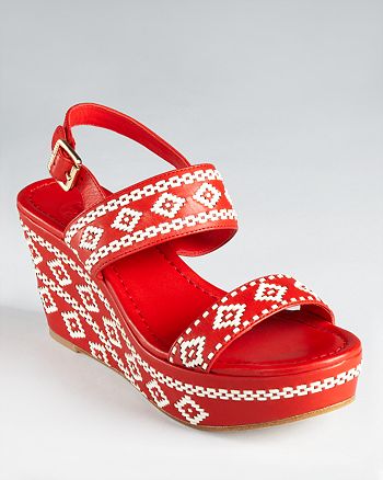 tory burch red wedges