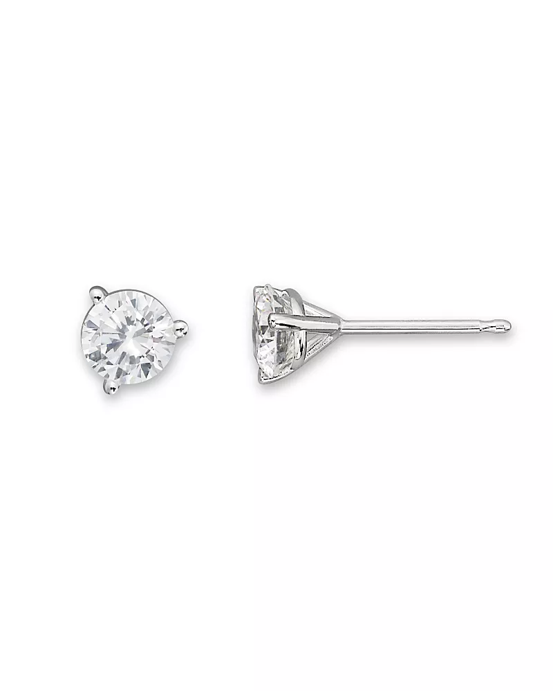 Certified Diamond Stud Earrings in 18K White Gold, 0.50 tcw