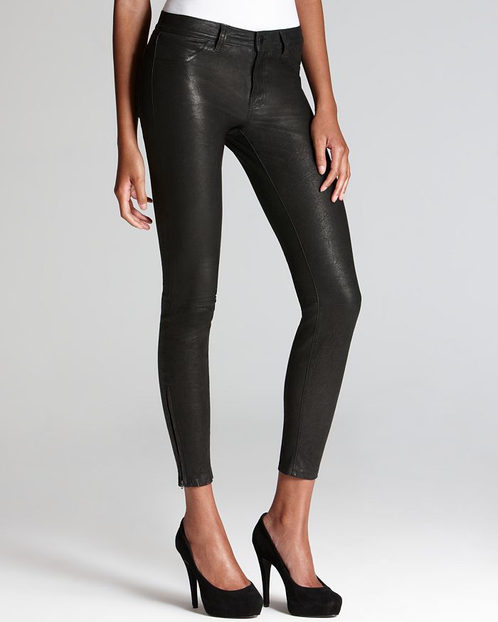 J Brand Pants - Leather Super Skinny in Noir | Bloomingdale's