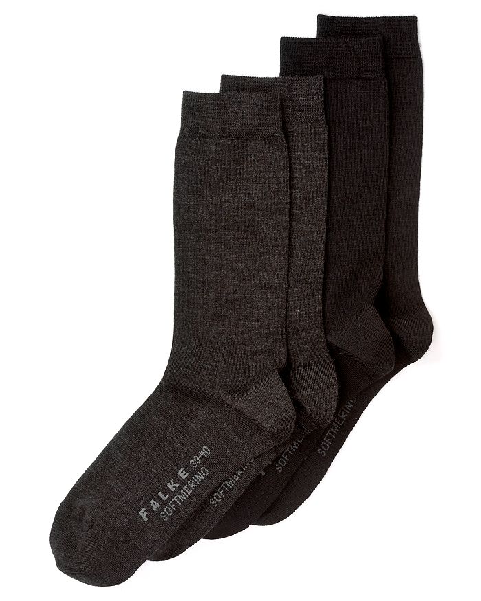 Shop Falke Soft Merino Blend Socks In Charcoal